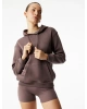 Şardonlu Kapüşonlu Uzun Kollu Kanguru Cepli Oversize Spor Sweatshir