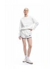 Şardonlu Uzun Kollu Bisiklet Yaka Basic Oversize Sweatshirt