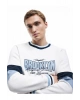 Şardonlu Uzun Kollu Bisiklet Yaka Renk Bloklu Kolej Baskılı Sweatshirt