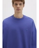 Silikon Logo Baskılı Mor Bisiklet Yaka Sweatshirt