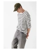 Siyah Çizgili Basic Tişört Loose Fit / Bol Rahat Kesim