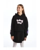 Siyah Kapüşonlu Kız Çocuk Kalın Sweatshirt