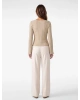 Slim Fit Bisiklet Yaka Bağlamalı Uzun Kollu Bluz