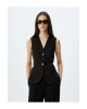 Slim Fit Düğmeli V Yaka Uzun Blazer Yelek