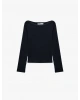 Slim Fit Pamuklu Kayık Yaka Uzun Kollu Basic Tişört