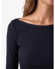 Slim Fit Pamuklu Kayık Yaka Uzun Kollu Basic Tişört