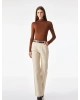 Slim Fit Uzun Kollu Drape Detaylı Hafif Dik Yaka Bodysuit
