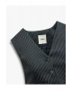 Slim Fit V Yaka Kolsuz Düğmeli Takım Yeleği