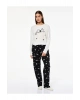 Snoopy Baskılı Lisanslı Uzun Kollu Bisiklet Yaka Pamuklu Pijama Takımı