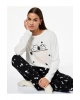 Snoopy Baskılı Lisanslı Uzun Kollu Bisiklet Yaka Pamuklu Pijama Takımı