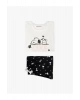 Snoopy Baskılı Lisanslı Uzun Kollu Bisiklet Yaka Pamuklu Pijama Takımı