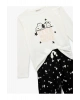 Snoopy Baskılı Lisanslı Uzun Kollu Bisiklet Yaka Pamuklu Pijama Takımı
