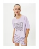 Şortlu Pijama Takımı Kısa Kollu Bisiklet Yaka Baskılı