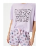 Şortlu Pijama Takımı Kısa Kollu Bisiklet Yaka Baskılı