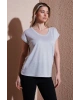 Standart Fit Yuvarlak Yaka Simli Bluz BLUZ 25Y0202K1