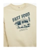 Koton Kids Beyaz Bisiklet Yaka Fast Food Rider Baskılı Çocuk Sweatshirt
