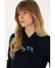 u.s.polo Kadın Lacivert Kapüşonlu Basic Sweatshirt