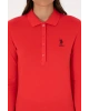 U.S.POLO Kadın Kırmızı Basic Polo Yaka Sweatshırt