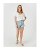 V Yaka Düz Beyaz Kadın T-shirt 3sak60002ek