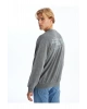 Xsıde Antrasit Bisiklet Yaka Uzun Kollu Baskılı Erkek Sweatshirt