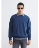 XSIDE İndigo Bisiklet Yaka Erkek Sweatshirt