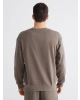 XSIDE Kahverengi Bisiklet Yaka Nakışlı Erkek Kalın Sweatshirt