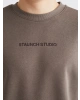 XSIDE Kahverengi Bisiklet Yaka Nakışlı Erkek Kalın Sweatshirt