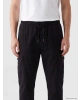 XSIDE Siyah Regular Fit Gabardin Erkek Kargo Pantolon