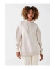 XSIDEBej Düz Oversize Kadın Kalın Hoodie