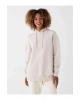 XSIDEBej Düz Oversize Kadın Kalın Hoodie