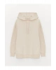 XSIDEBej Düz Oversize Kadın Kalın Hoodie