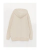 XSIDEBej Düz Oversize Kadın Kalın Hoodie