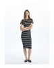 Yeni Sezon Bisiklet Yaka Cizgili Kadin Bodycon Elbise - S5GP52Z8