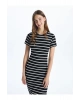 Yeni Sezon Bisiklet Yaka Cizgili Kadin Bodycon Elbise - S5GP52Z8