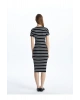 Yeni Sezon Bisiklet Yaka Cizgili Kadin Bodycon Elbise - S5GP52Z8