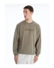 Yeşil Bisiklet Yaka Kabartmalı Erkek Sweatshirt