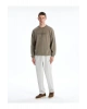 Yeşil Bisiklet Yaka Kabartmalı Erkek Sweatshirt