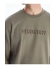 Yeşil Bisiklet Yaka Kabartmalı Erkek Sweatshirt