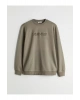 Yeşil Bisiklet Yaka Kabartmalı Erkek Sweatshirt