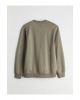 Yeşil Bisiklet Yaka Kabartmalı Erkek Sweatshirt