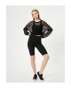 Yüksek Bel Geometrik Baskılı Slim Fit Kısa Spor Tayt Interlok