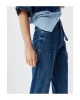 Yüksek Bel Kot Pantolon Düz Paça Düğmeli Cepli Pamuklu - Slim Straight Fit Jeans
