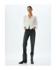 Yüksek Bel Kot Pantolon Slim Fit Düğmeli Pamuklu - Slim Fit Jean