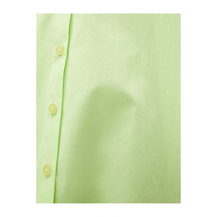 3sak60011pw 786 Yeşil Kadın Pamuk Woven Tops Gömlek