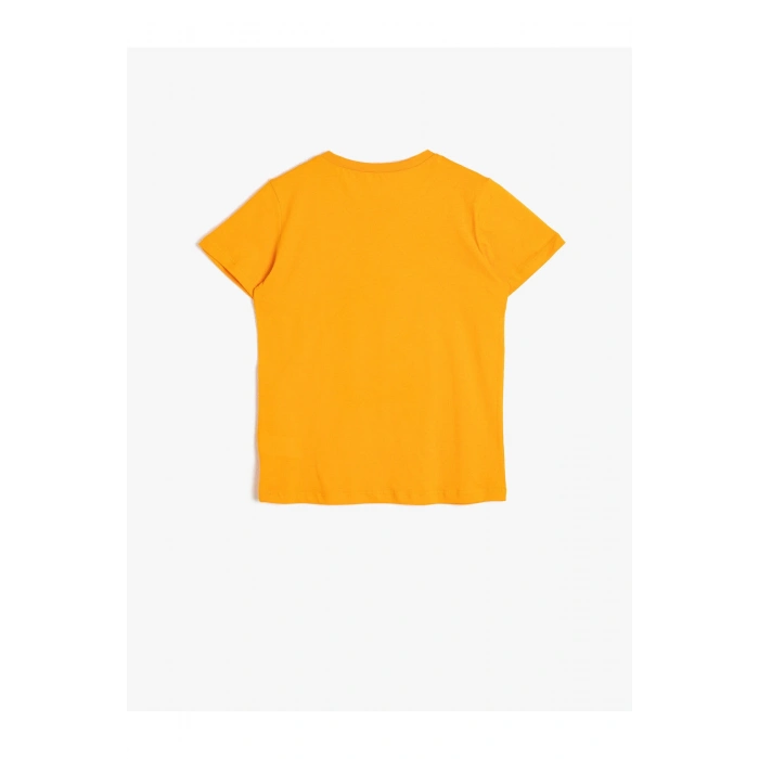 Baskılı Pamuklu Kısa Kollu Bisiklet Yaka Tişört