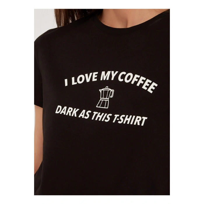 Kadın Siyah Bisiklet Yaka T-shirt