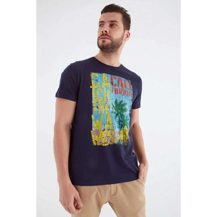 Baskılı T-shirt Lacivert