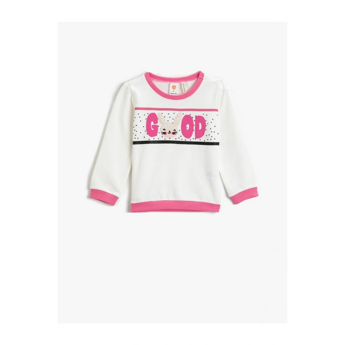 Baskılı Bisiklet Yaka Sweatshirt