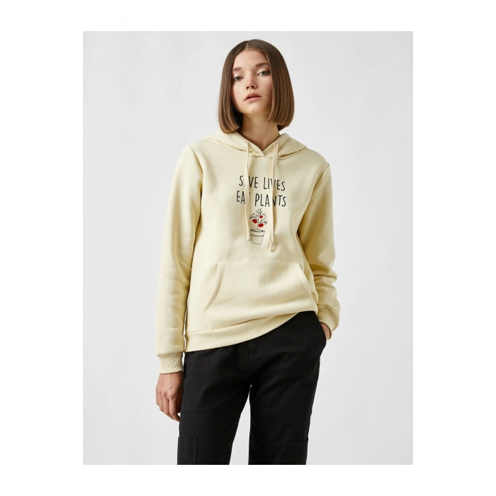 Baskılı Kapüşonlu Sweatshirt