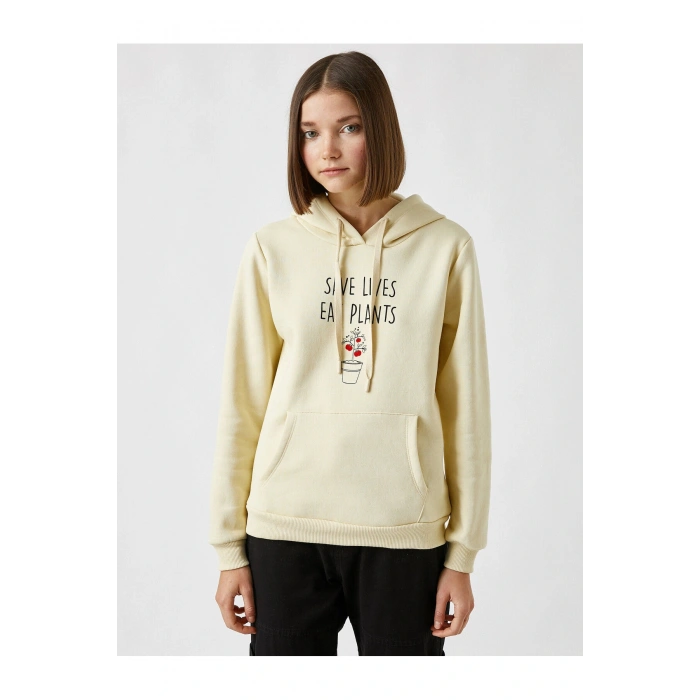 Baskılı Kapüşonlu Sweatshirt